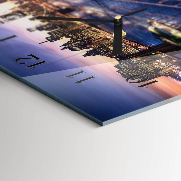 Skleněné hodiny horizontální New York zsppc-60x30-00295372