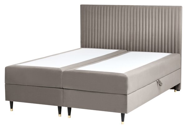 Kontinentální postel s úložným prostorem Umělý samet DAME 160 x 200 cm Taupe