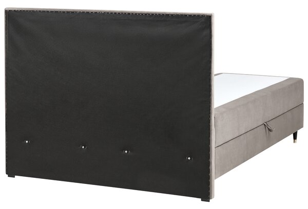 Kontinentální postel s úložným prostorem Umělý samet DAME 160 x 200 cm Taupe