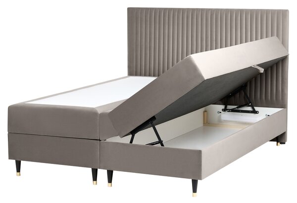 Kontinentální postel s úložným prostorem Umělý samet DAME 160 x 200 cm Taupe