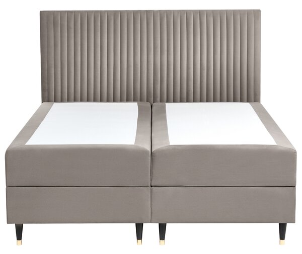 Kontinentální postel s úložným prostorem Umělý samet DAME 160 x 200 cm Taupe