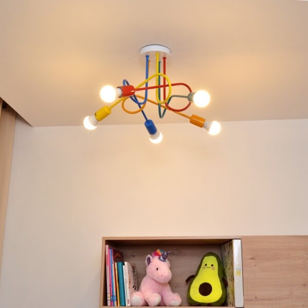 LED Dětský přisazený lustr OXFORD 5xE27/15W/230V