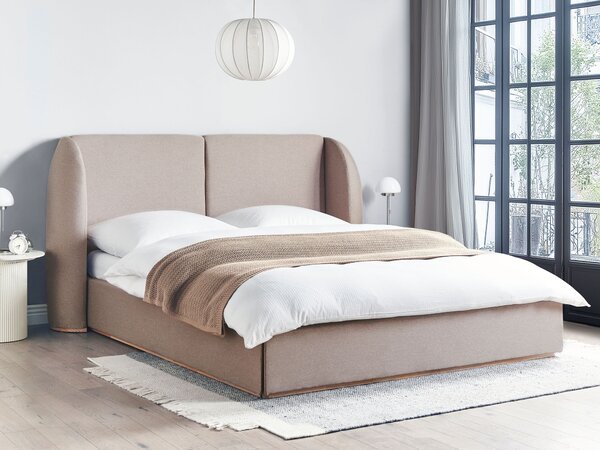 Postel s úložným prostorem Tkanina MONESTIER 180 x 200 cm Taupe