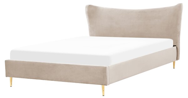 Sametová postel 160 x 200 cm taupe CHALEIX