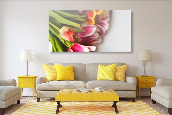 Obraz kytice barevných tulipánů