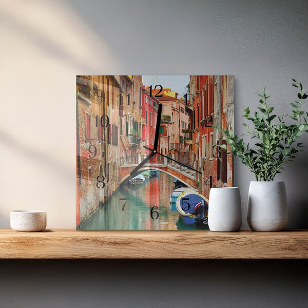 Skleněné hodiny na stěnu Benátky zskc-30x30-00177370