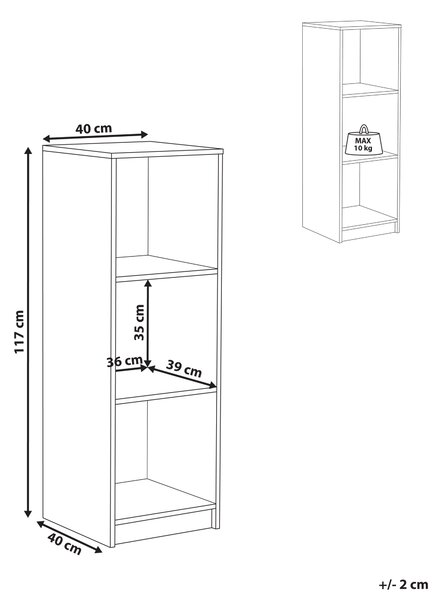Knihovna se 3 policemi ZEHNA 117 cm Černá