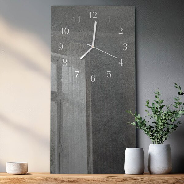 Skleněné hodiny vertikální Mramorová zeď zsppb-30x60-00079588