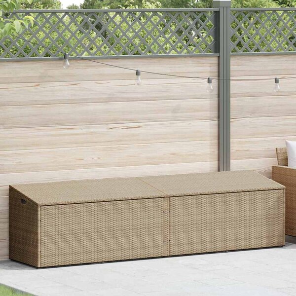 Zahradní úložný box béžový 220x50x58 cm Poly ratan