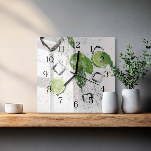 Skleněné hodiny na stěnu Limetky zskc-30x30-00182315