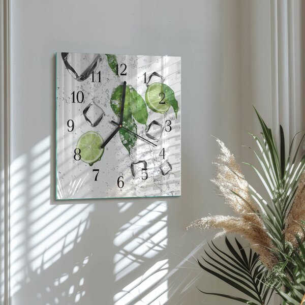 Skleněné hodiny na stěnu Limetky zskc-30x30-00182315