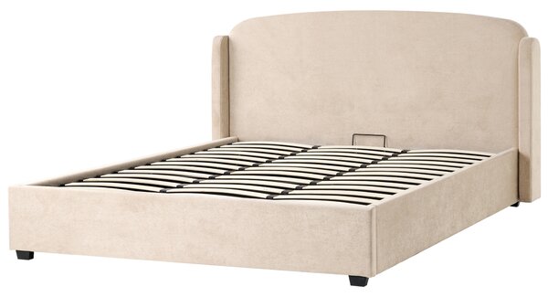 Postel s úložným prostorem Tkanina BERNAY 180 x 200 cm Taupe