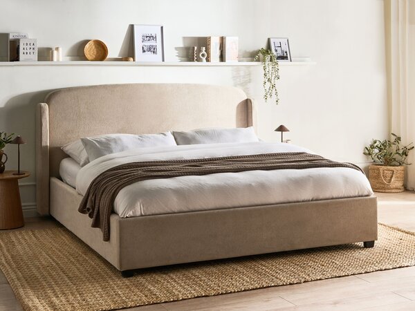 Postel s úložným prostorem Tkanina BERNAY 180 x 200 cm Taupe
