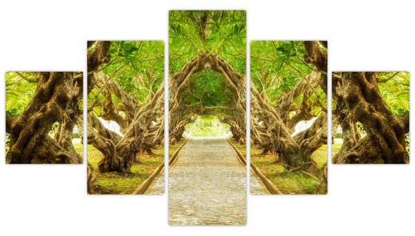 Obraz - Živý tunel z plumérií (125x70 cm)