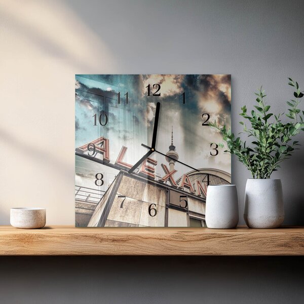 Skleněné hodiny na stěnu Alexandrovo náměstí zskc-30x30-00178181