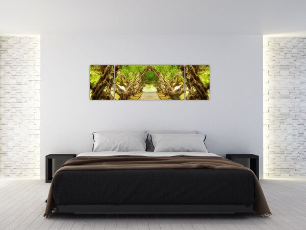 Obraz - Živý tunel z plumérií (170x50 cm)