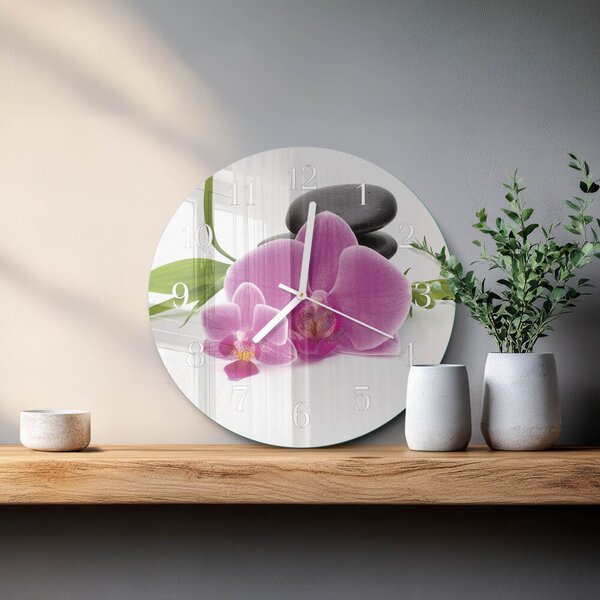 Skleněné hodiny na stěnu Orchidej zsob-fi30-00082563