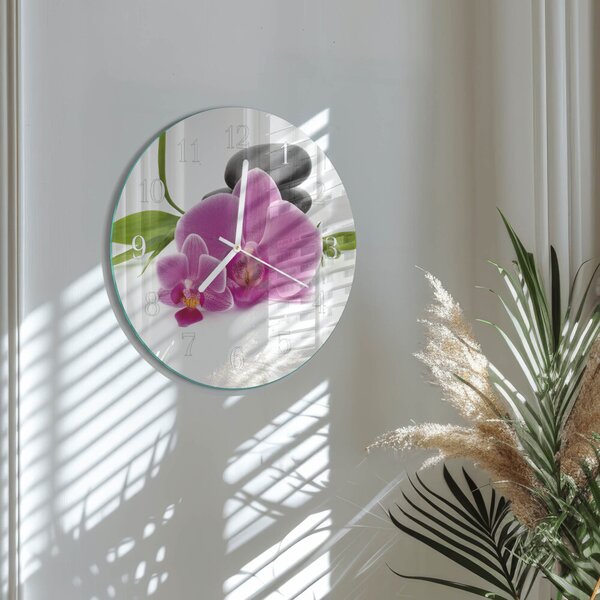 Skleněné hodiny na stěnu Orchidej zsob-fi30-00082563