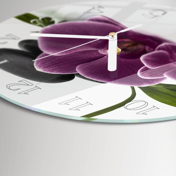 Skleněné hodiny na stěnu Orchidej zsob-fi30-00082563