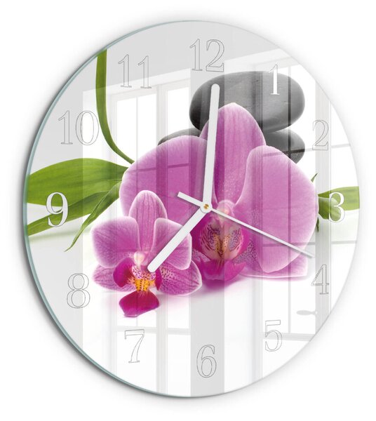 Skleněné hodiny na stěnu Orchidej zsob-fi30-00082563