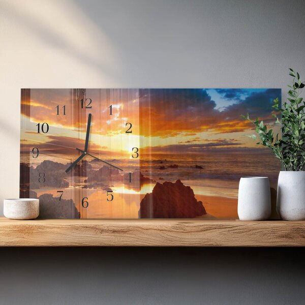 Skleněné hodiny horizontální Západ slunce zsppc-60x30-00295314