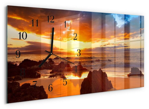 Skleněné hodiny horizontální Západ slunce zsppc-60x30-00295314