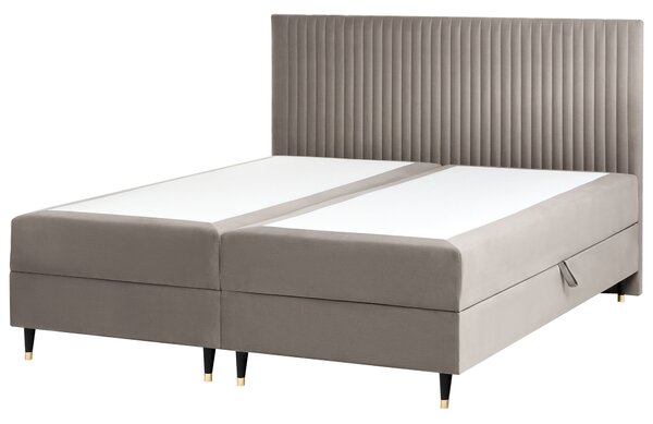 Kontinentální postel s úložným prostorem Umělý samet DAME 180 x 200 cm Taupe
