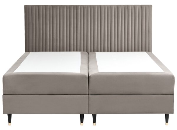 Kontinentální postel s úložným prostorem Umělý samet DAME 180 x 200 cm Taupe