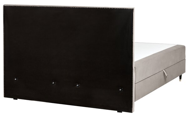Kontinentální postel s úložným prostorem Umělý samet DAME 180 x 200 cm Taupe