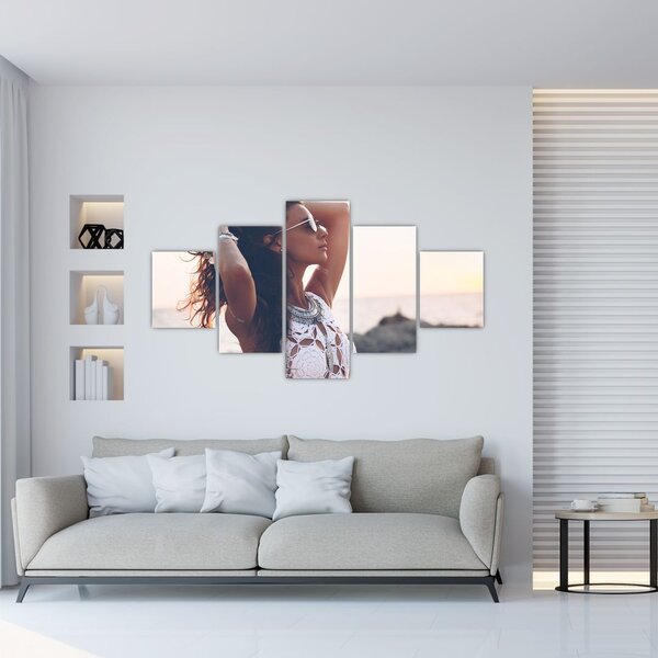 Obraz ženy na pláži (125x70 cm)