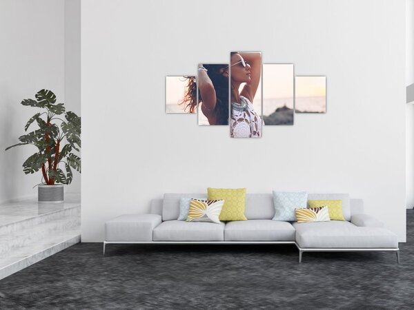 Obraz ženy na pláži (125x70 cm)