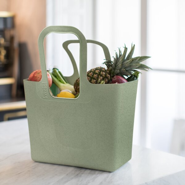 TASCHE taška XL plážová, stojan na časopisy a noviny, na hračky, dřevo Organic KOZIOL (barva-organic zelená)