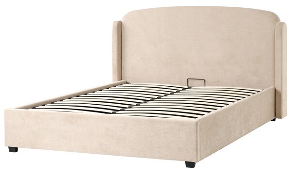 Postel s úložným prostorem Tkanina BERNAY 160 x 200 cm Taupe