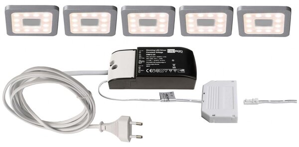 IMPR 620011 Deko-Light nábytkové přisazené svítidlo Paty hranaté 5ks sada 220-240V AC/50-60Hz 2,50 W 3000 K 160 lm 50 stříbrnášedá RAL 7001