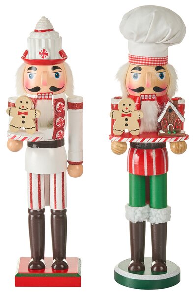 Sada 2 sošek BODSJON Louskáček 35 cm Červená/Bílá