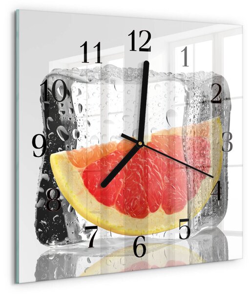 Skleněné hodiny na stěnu Grapefruitová zmrzlina zskc-30x30-00179050