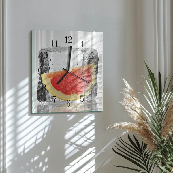 Skleněné hodiny na stěnu Grapefruitová zmrzlina zskc-30x30-00179050