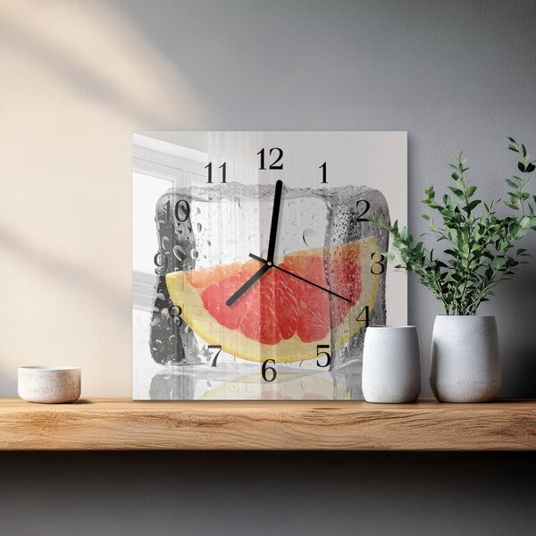 Skleněné hodiny na stěnu Grapefruitová zmrzlina zskc-30x30-00179050