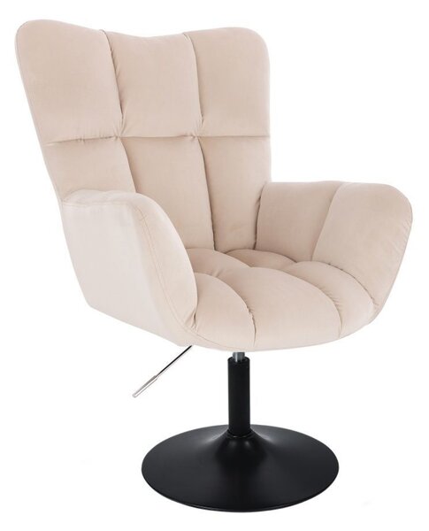 LuxuryForm Křeslo AURORA VELUR na černém talíři - krémové