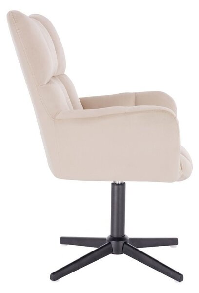 LuxuryForm Křeslo AURORA VELUR na černém kříži - krémové