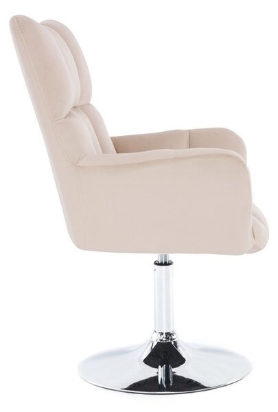 LuxuryForm Křeslo AURORA VELUR na stříbrném talíři - krémové