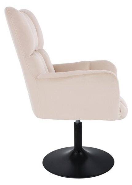 LuxuryForm Křeslo AURORA VELUR na černém talíři - krémové