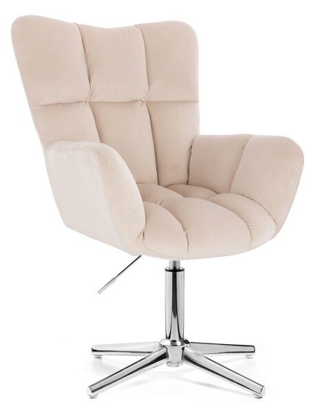 LuxuryForm Křeslo AURORA VELUR na stříbrném kříži - krémové