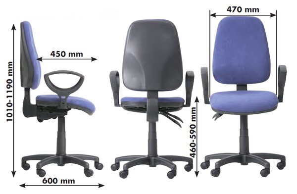 Pracovní židle Comfort KP s područkami, žlutá