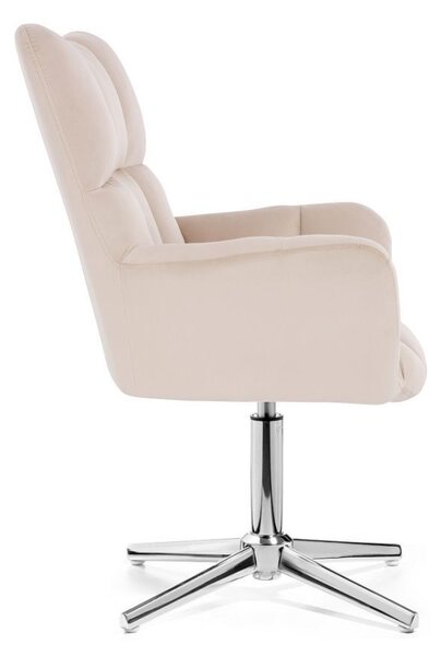 LuxuryForm Křeslo AURORA VELUR na stříbrném kříži - krémové