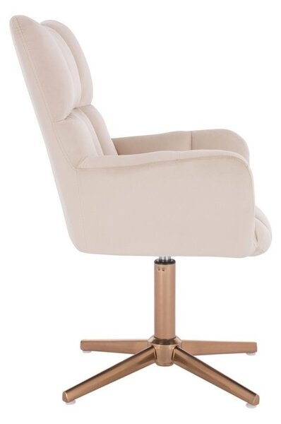 LuxuryForm Křeslo AURORA VELUR na zlatém kříži - krémové