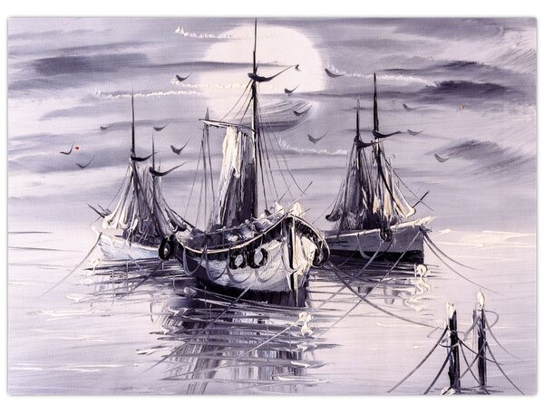 Obraz - Přístav, olejomalba (70x50 cm)