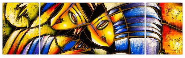 Obraz - Olejomalba, milenci (170x50 cm)