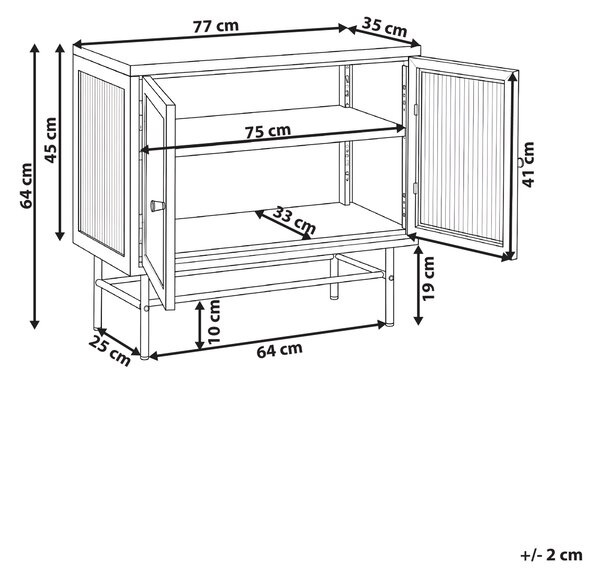 Prosklená komoda DEVON Kov 77 cm Béžová