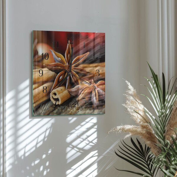 Skleněné hodiny na stěnu Anýzová skořice zskc-30x30-00181568